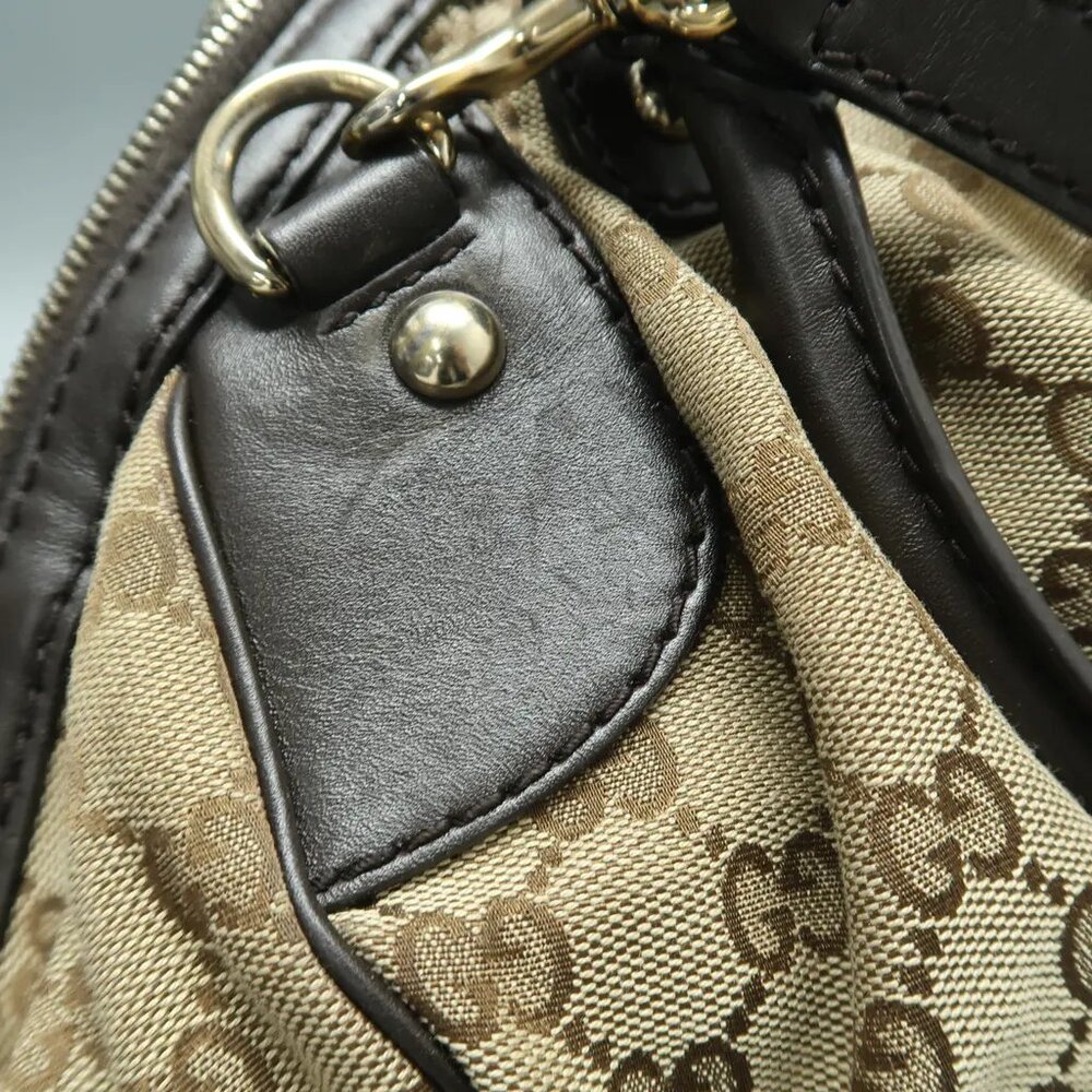 GUCCI Sukey Brown Cloth Satchel 567-011925 - Picture 9 of 12